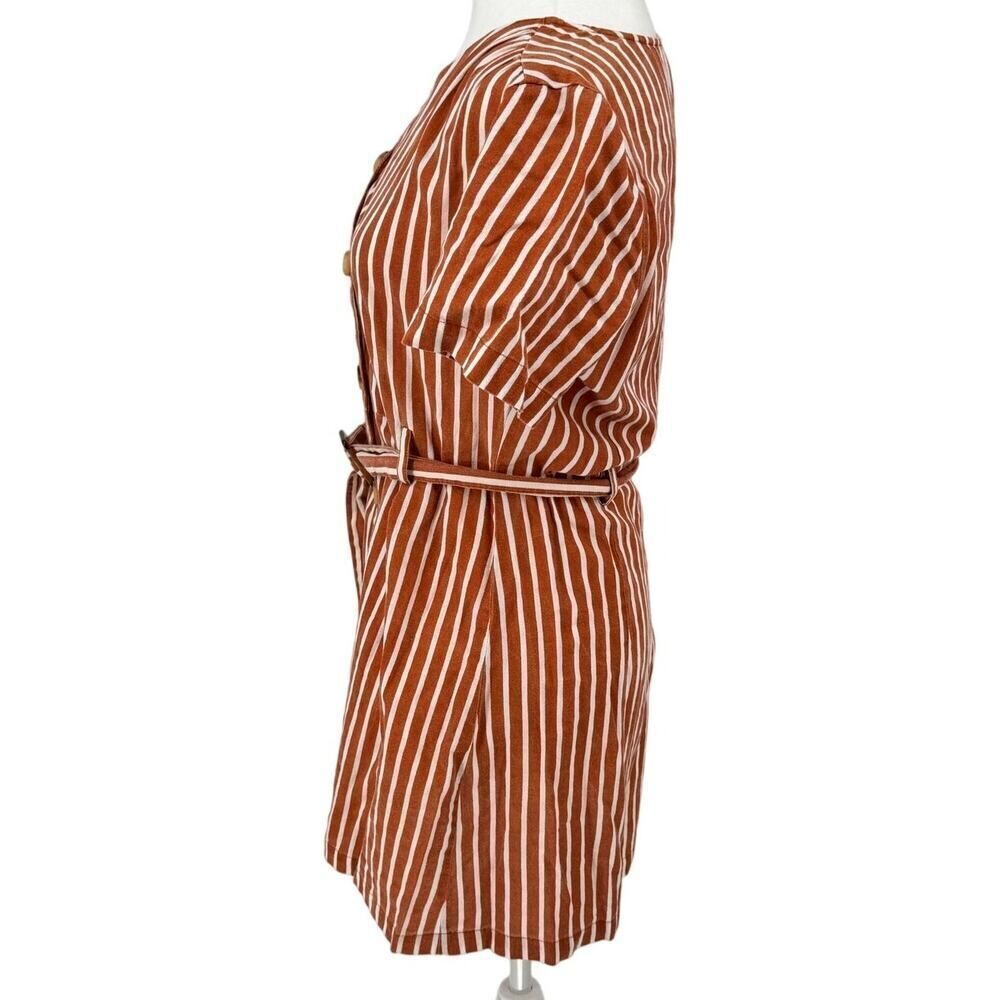 Mng Mango Rust White Vertical Stripe Button Front… - image 5